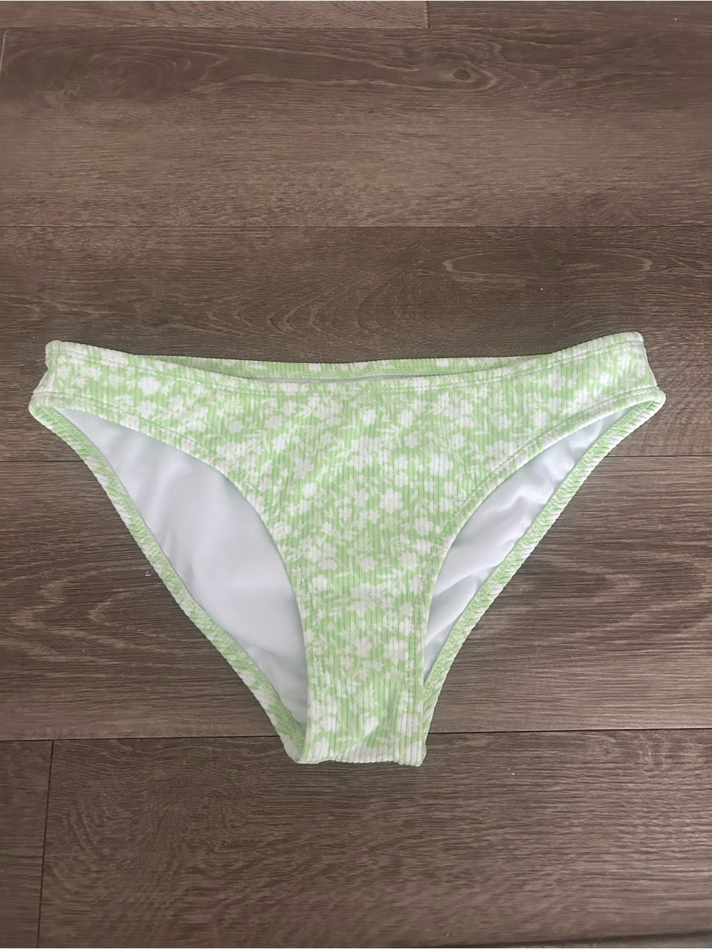 Xhilaration Light Green Floral Ribbed Bikini Bottoms